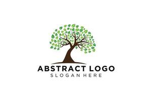 Green tree logo design natural and abstract leaf. vector