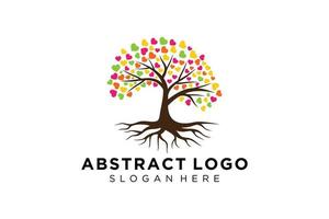 Green tree logo design natural and abstract leaf. vector