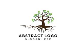 Green tree logo design natural and abstract leaf. vector