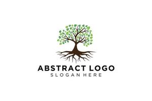 Green tree logo design natural and abstract leaf. vector