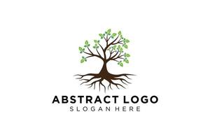 Green tree logo design natural and abstract leaf. vector