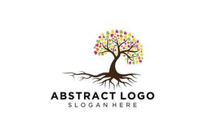 Green tree logo design natural and abstract leaf. vector