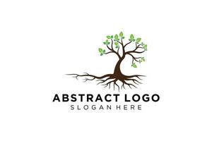 Green tree logo design natural and abstract leaf. vector