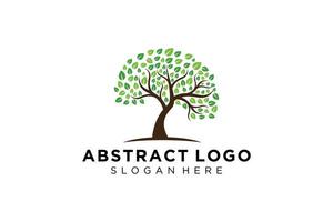 Green tree logo design natural and abstract leaf. vector