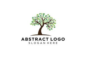 Green tree logo design natural and abstract leaf. vector