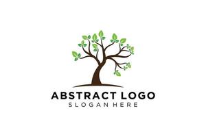 Green tree logo design natural and abstract leaf. vector