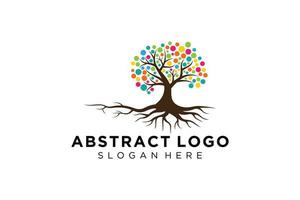 Green tree logo design natural and abstract leaf. vector