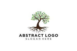 Green tree logo design natural and abstract leaf. vector