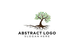 Green tree logo design natural and abstract leaf. vector