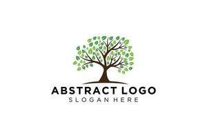 Green tree logo design natural and abstract leaf. vector