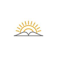 symbol vector of book and sun line geometric design