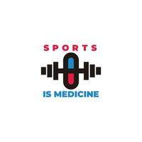 mancuerna píldora deporte medicina símbolo logo vector