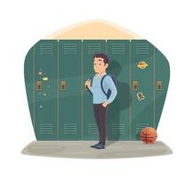 Pupil port locker with school bag vector