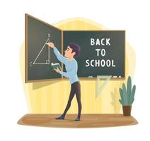 Pupil at geometry lesson class blackboard vector