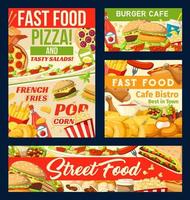 Fastfood restaurant and street food posters vector