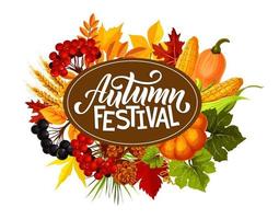 Autumn festival vegetables harvest in foliage vector