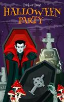 Halloween vampire card for horror party invitation vector