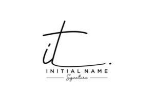 Initial IT signature logo template vector. Hand drawn Calligraphy lettering Vector illustration.