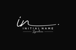 Initial IN signature logo template vector. Hand drawn Calligraphy lettering Vector illustration.