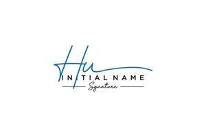 Initial HU signature logo template vector. Hand drawn Calligraphy lettering Vector illustration.