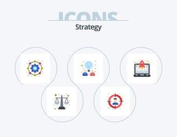 paquete de iconos planos de estrategia 5 diseño de iconos. puesta en marcha. ordenador portátil. configuración. camaradería. diseño vector