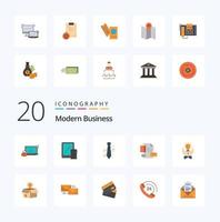 paquete de 20 iconos de color plano de negocios modernos como vestido de entrevista de tableta de marca comercial vector