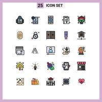 Set of 25 Modern UI Icons Symbols Signs for flowers idea application management business Editable Vector Design Elements