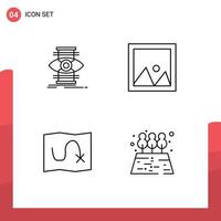 User Interface Pack of 4 Basic Filledline Flat Colors of eye map optimize furniture target Editable Vector Design Elements