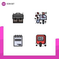 4 iconos creativos signos y símbolos modernos de bolsa caja de papel correo subasta elementos de diseño vectorial editables vector