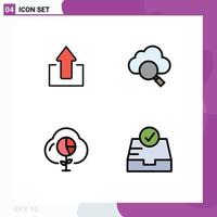 User Interface Pack of 4 Basic Filledline Flat Colors of arrow economy upload research investment Editable Vector Design Elements