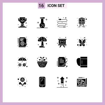 User Interface Pack of 16 Basic Solid Glyphs of sync globe data file transportation Editable Vector Design Elements