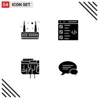 4 Creative Icons Modern Signs and Symbols of modem currency check development internet Editable Vector Design Elements