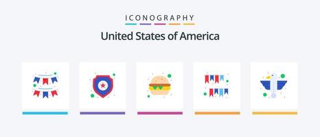 Usa Flat 5 Icon Pack Including american. decoration. sign. buntings. american day. Creative Icons Design vector