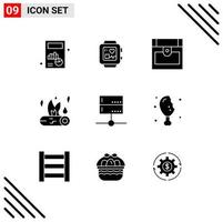 Modern Set of 9 Solid Glyphs Pictograph of devices admin pirate thanksgiving camping Editable Vector Design Elements