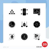 Modern Set of 9 Solid Glyphs Pictograph of easter egg photo network connection Editable Vector Design Elements