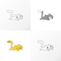 diseño de logotipo de icono gráfico de imagen de gato perezoso simple y único stock de vector de concepto abstracto. se puede usar como un símbolo asociado con un animal o una caricatura