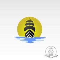 barco de vela con imagen de onda y luna icono gráfico diseño de logotipo concepto abstracto vector stock. se puede utilizar como un símbolo relacionado con el marinero o el transporte