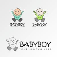 baby boy at a happy time image graphic icon logo design abstract concept vector stock. Can be used as symbol related to character or children