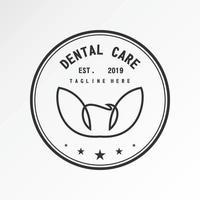 dental, dientes, diente con tratamiento de hoja en línea imagen clásica icono gráfico diseño de logotipo concepto abstracto vector stock. se puede utilizar como un símbolo relacionado con la salud.