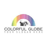 Half globe or earth using a square variety of colors image graphic icon logo design abstract concept vector stock. Can be used as a symbol related to group.