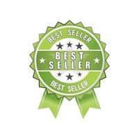 Best seller emblema verde para productos superiores imagen icono gráfico diseño de logotipo concepto abstracto vector stock. se puede utilizar como un símbolo relacionado con la tienda o el producto