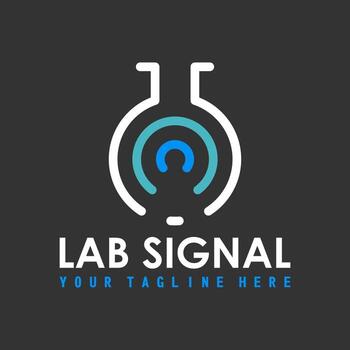 laboratory tube in line out with contain signal or wifi router image graphic icon logo design abstract concept vector stock. Can be used as a symbol related to science or tech