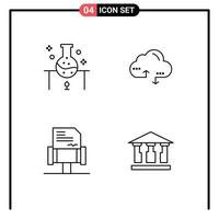 Modern Set of 4 Filledline Flat Colors and symbols such as laboratory book science experiment computing rules Editable Vector Design Elements