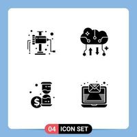 paquete de iconos de vector de stock de 4 signos y símbolos de línea para molinillo de dinero copia de seguridad en la nube copia de seguridad en línea correo electrónico elementos de diseño vectorial editables