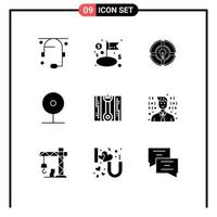 Universal Icon Symbols Group of 9 Modern Solid Glyphs of social media bulb cctv idea Editable Vector Design Elements