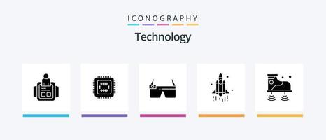 Technology Glyph 5 Icon Pack Including wifi. technology. device. space. launch. Creative Icons Design vector