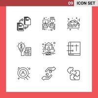 User Interface Pack of 9 Basic Outlines of for technology tv smartphone creative Editable Vector Design Elements