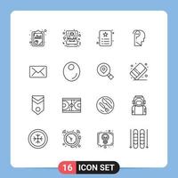 Set of 16 Commercial Outlines pack for email confuse mind card confuse brain identity Editable Vector Design Elements