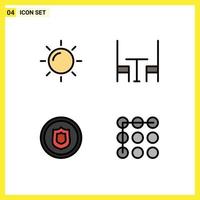 Stock Vector Icon Pack of 4 Line Signs and Symbols for day shield dining award pattern Editable Vector Design Elements