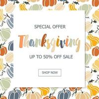 Thanksgiving Sale. Trendy abstract square template vector